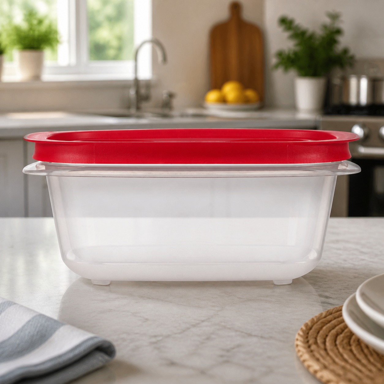 Meal Prep Kitchen - Red Rectangular Food Storage Container With