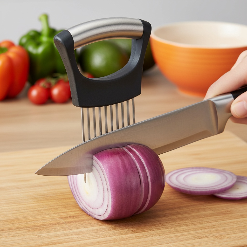 Onion Holder Slicer - 1pc Stainless Steel Onion Slicer Holder