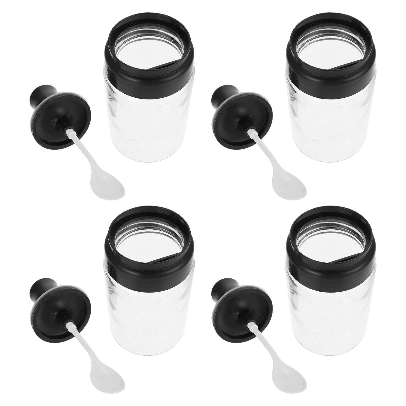 Meal Prep Glass Containers With Lids - 4Pcs Glass Spice Jar with Spoon