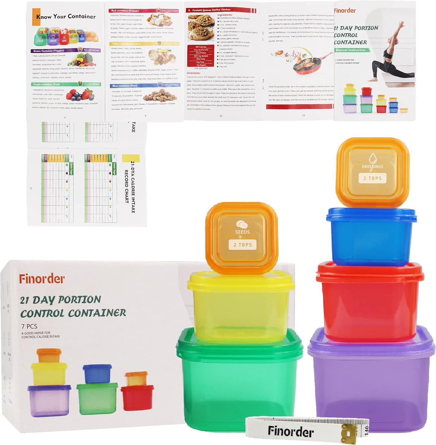 Meal Prep Kit - 7pcs 21 Day Portion Control Container