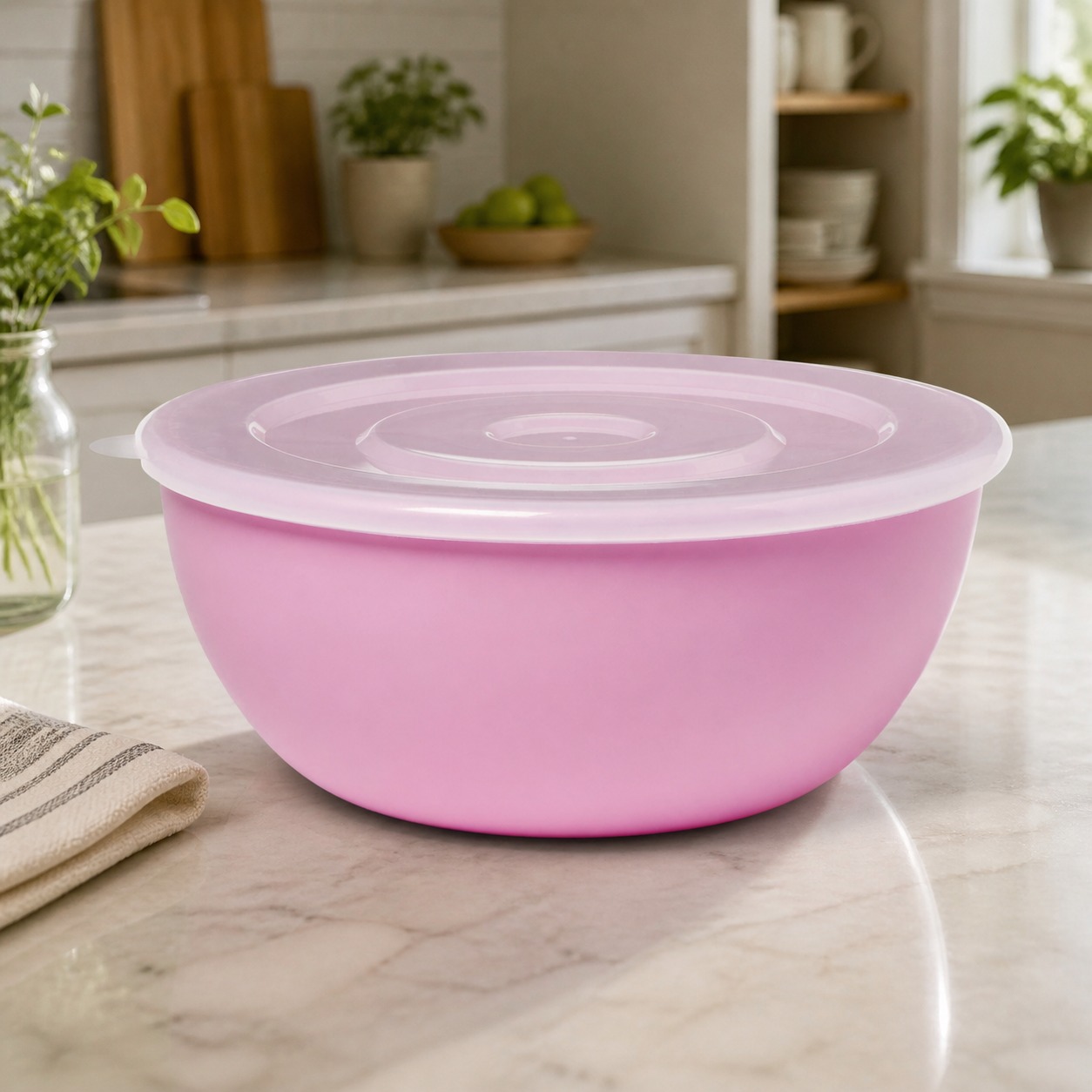 Meal Prep Kitchen - Pink Bowl With Matching Lid, Durable