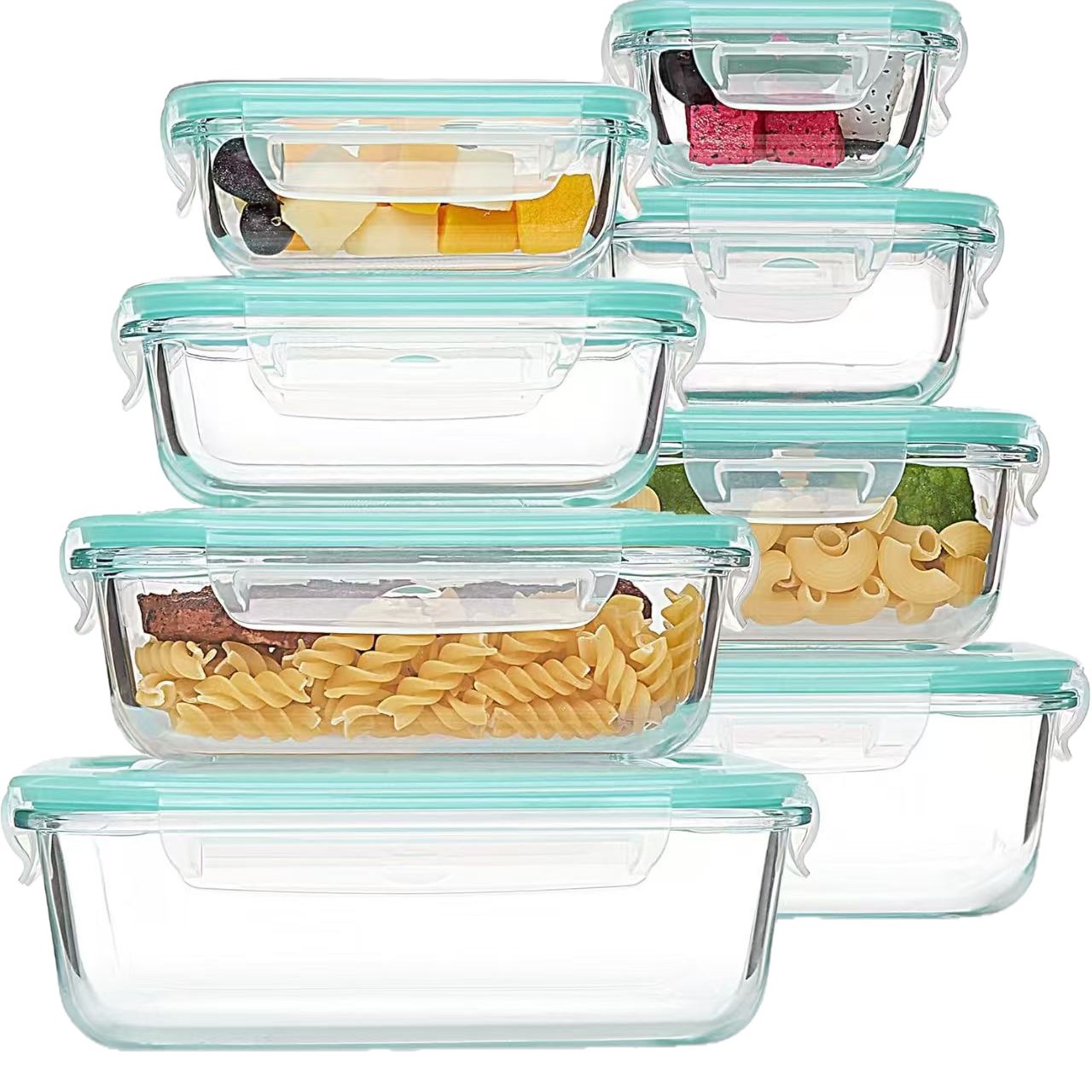 8-Piece Glass Lunch & Storage  - Meal Prep Glass Containers With Lids review and price