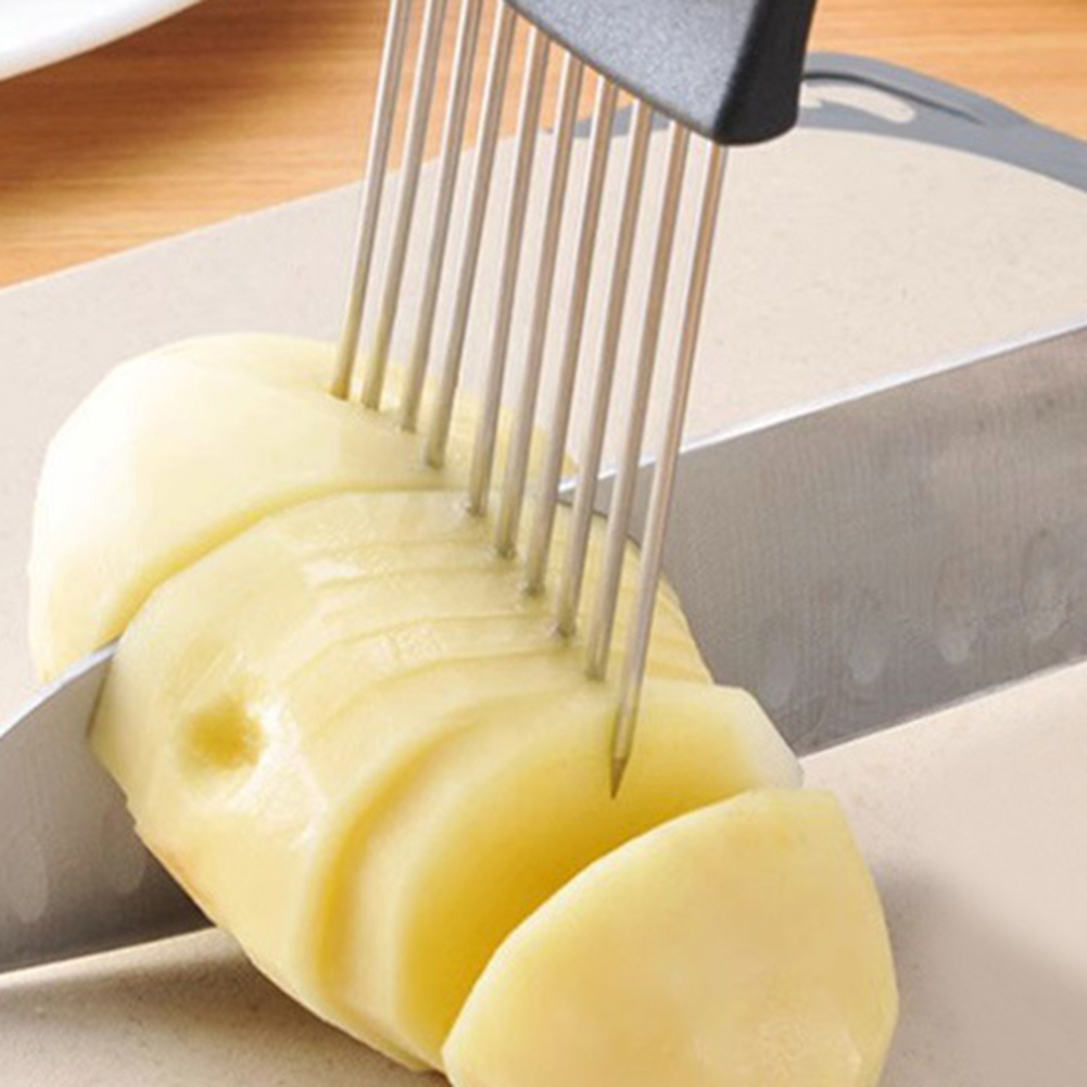 1pc Stainless Steel Onion Slic - Onion Holder Slicer review and price