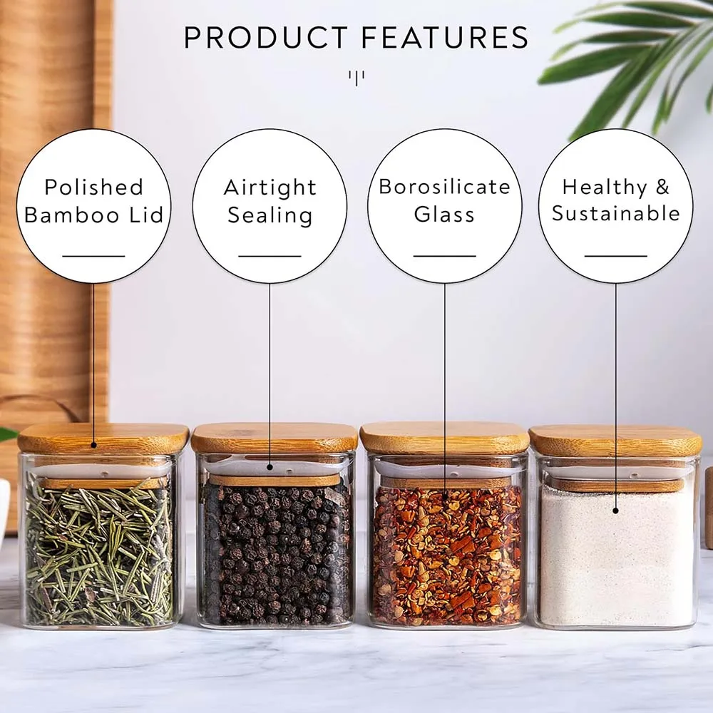 5oz Square Spice Jars with Bam - Meal Prep Glass Containers With Lids review and price