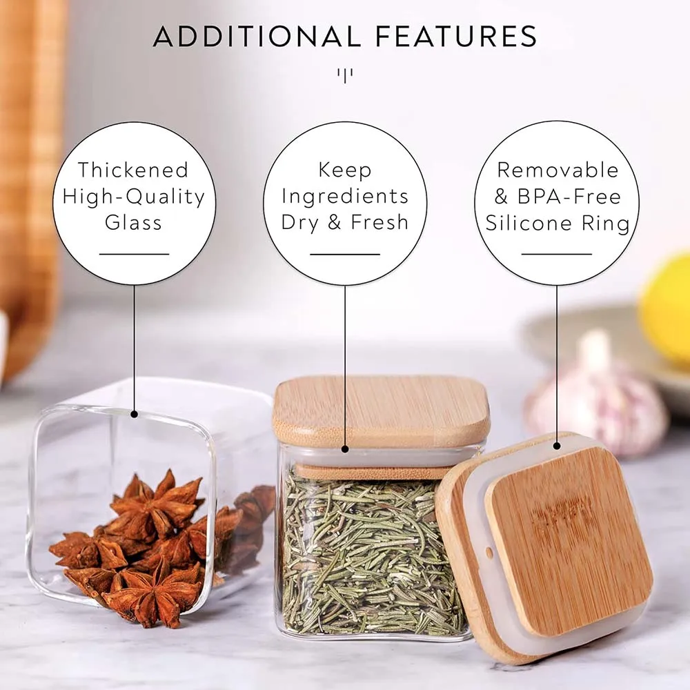 5oz Square Spice Jars with Bam - Meal Prep Glass Containers With Lids review and price