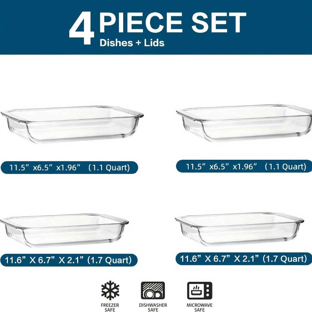 4-Piece Rectangular Deep Glass - Meal Prep Noodles review and price