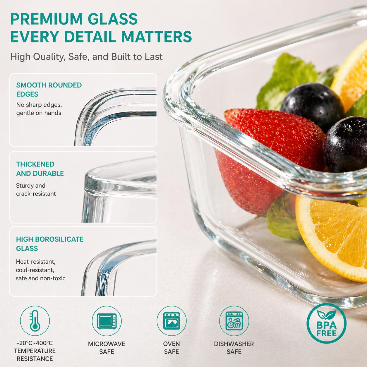 16pcs Sealed Glass Food Storag - Meal Prep Glass Containers With Lids review and price